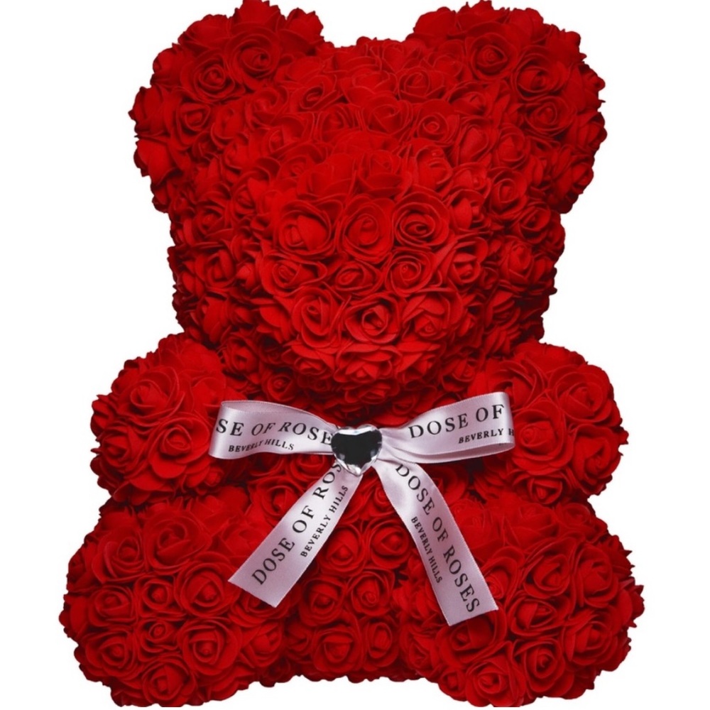 Red Flower Rose Bear